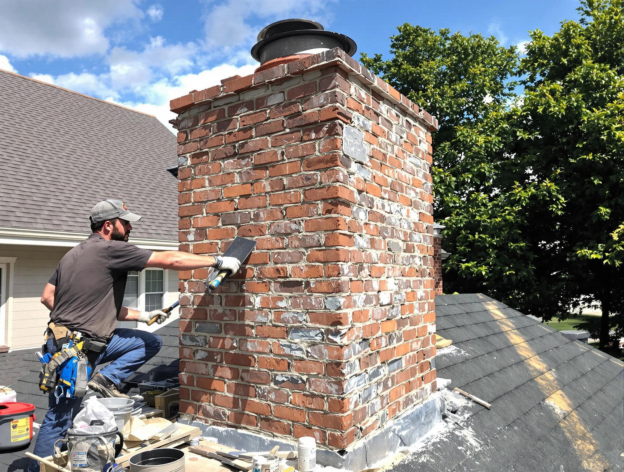 Completed chimney rebuild by Middleborough Chimney Sweep in Middleborough, MA
