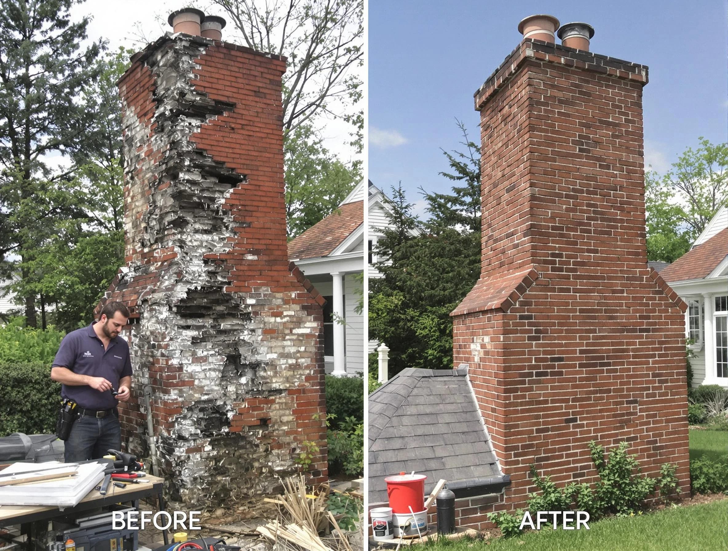 Middleborough Chimney Sweep performing a full chimney restoration in Middleborough, MA