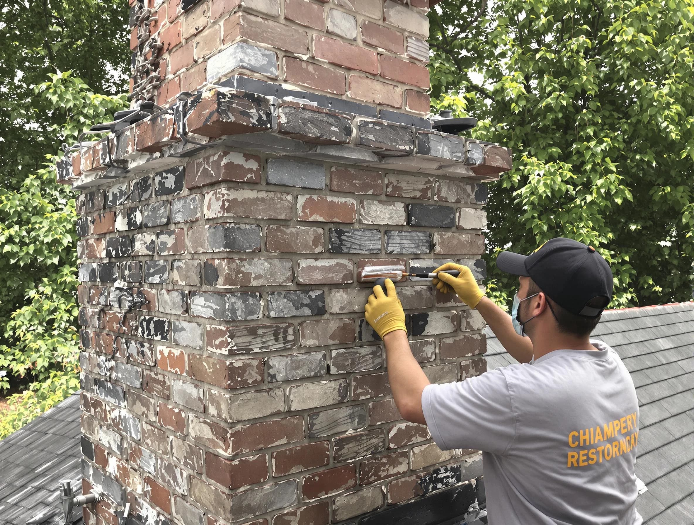 In-progress chimney restoration by Middleborough Chimney Sweep in Middleborough, MA