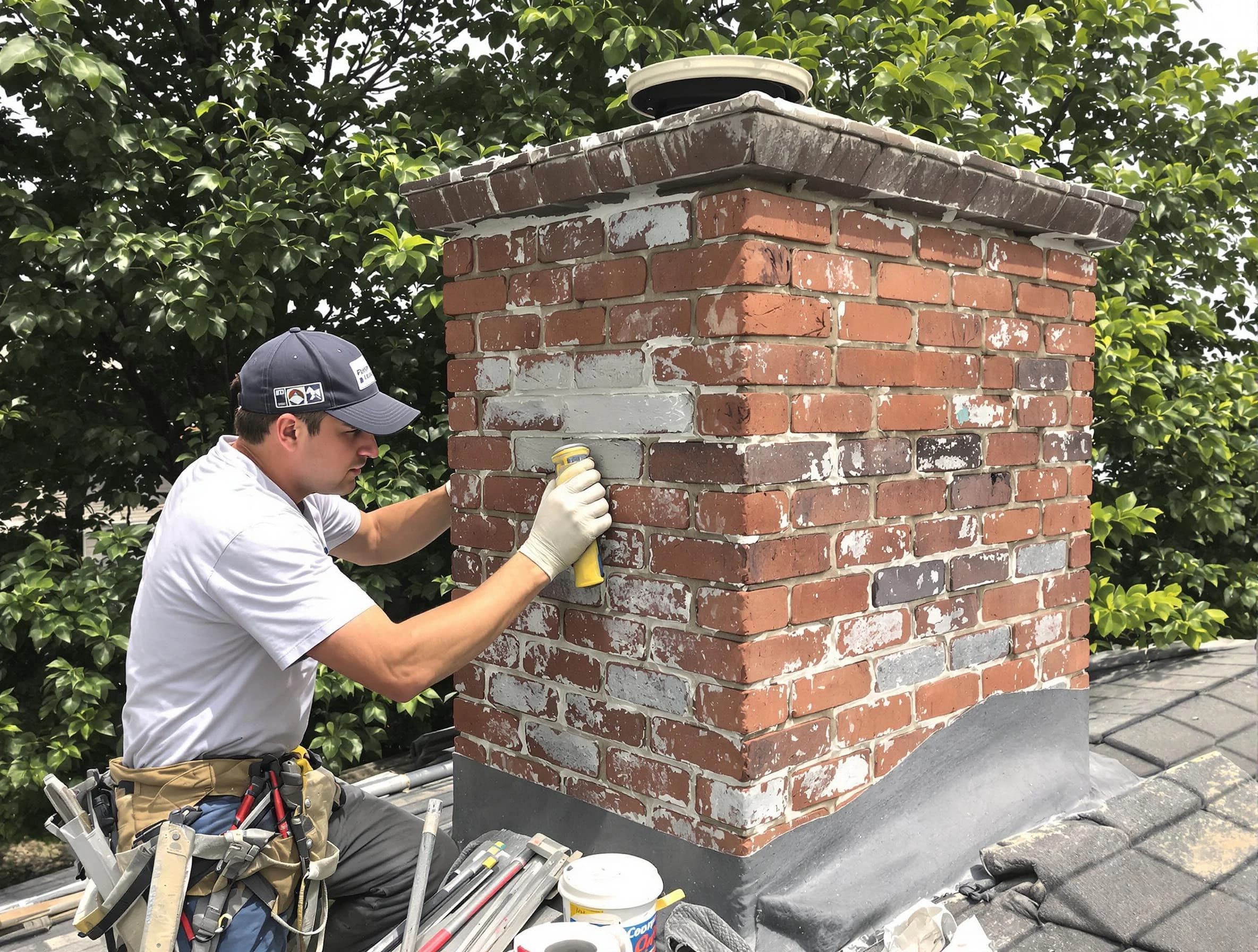 Middleborough Chimney Sweep restoring an aging chimney in Middleborough, MA