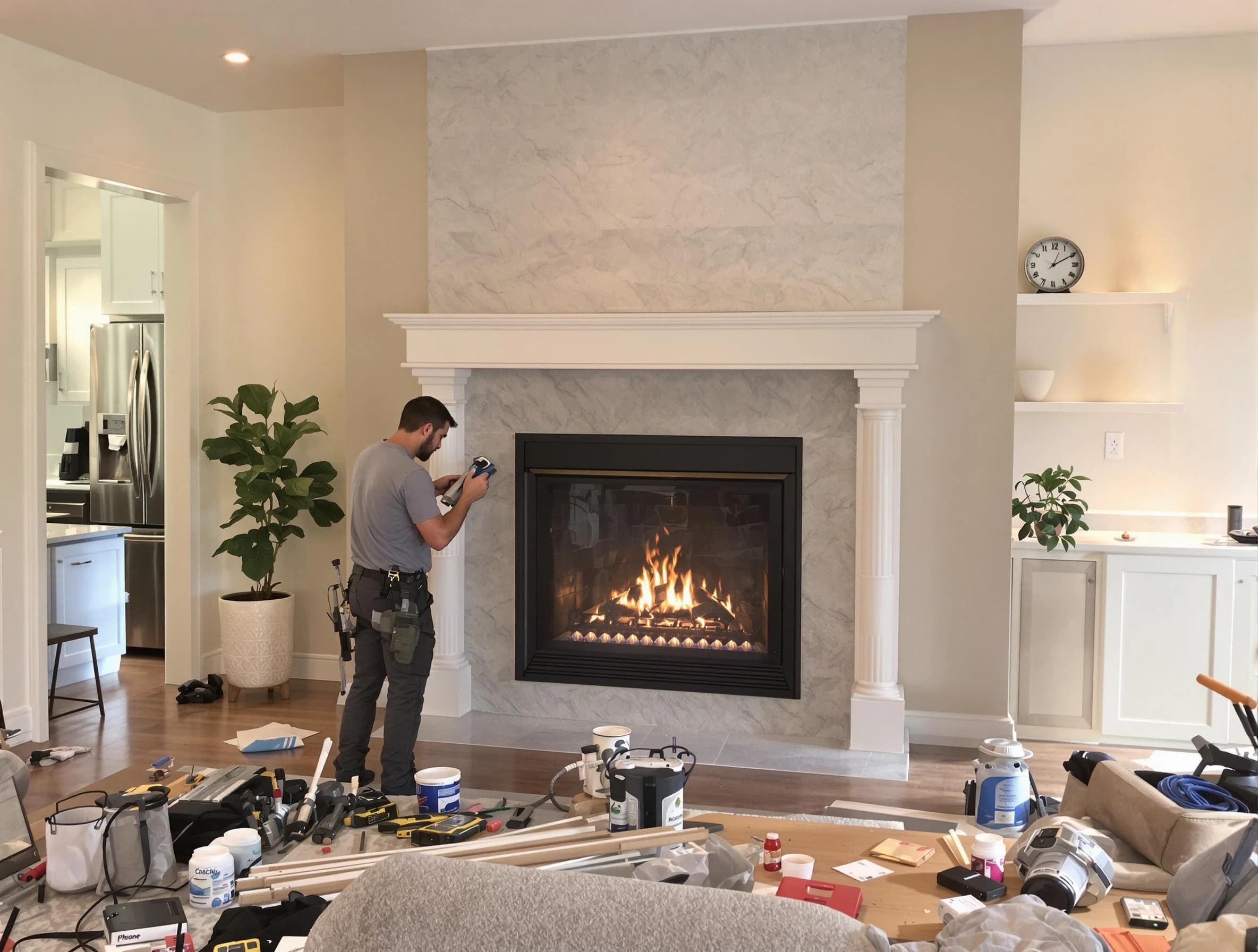 Newly installed fireplace by Middleborough Chimney Sweep in Middleborough, MA