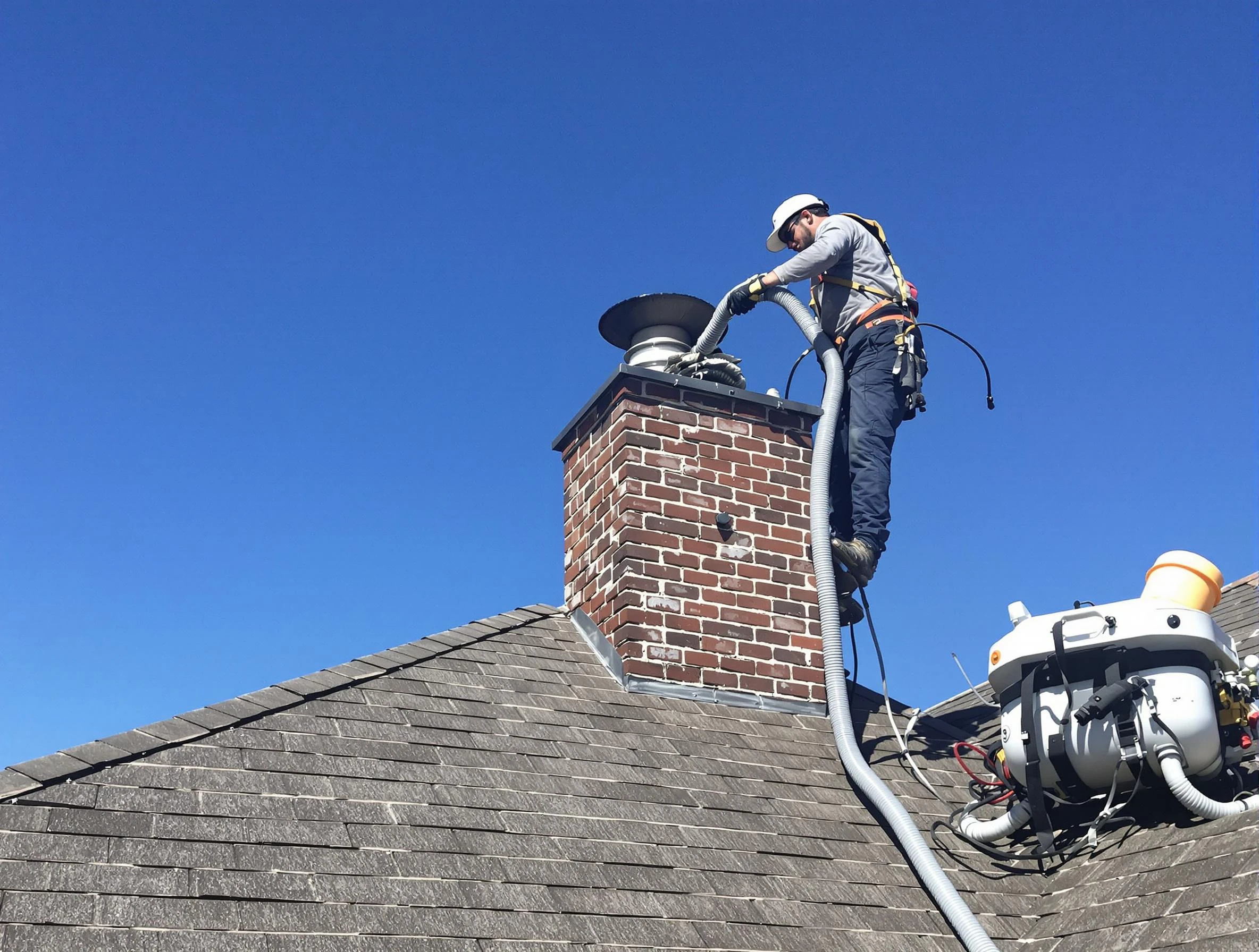 Dedicated Middleborough Chimney Sweep team member cleaning a chimney in Middleborough, MA
