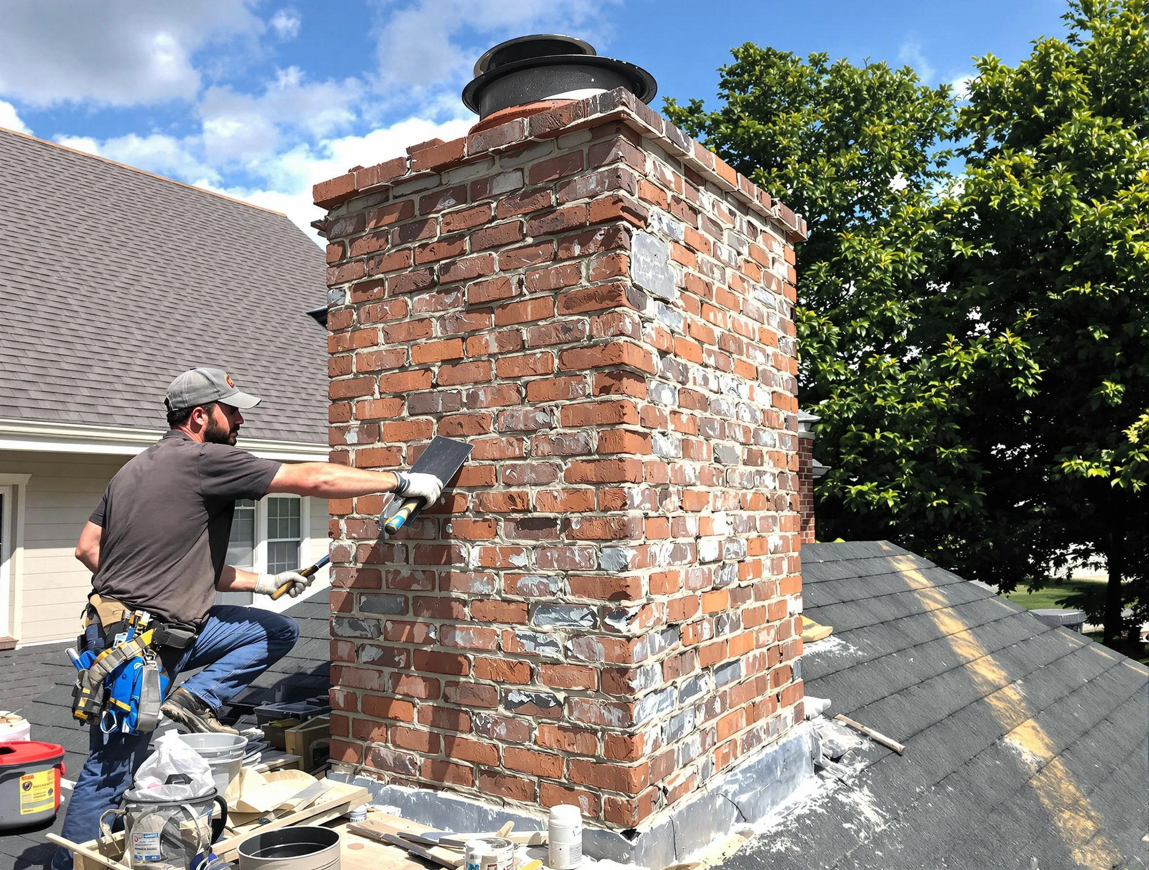 Completed chimney rebuild by Middleborough Chimney Sweep in Middleborough, MA
