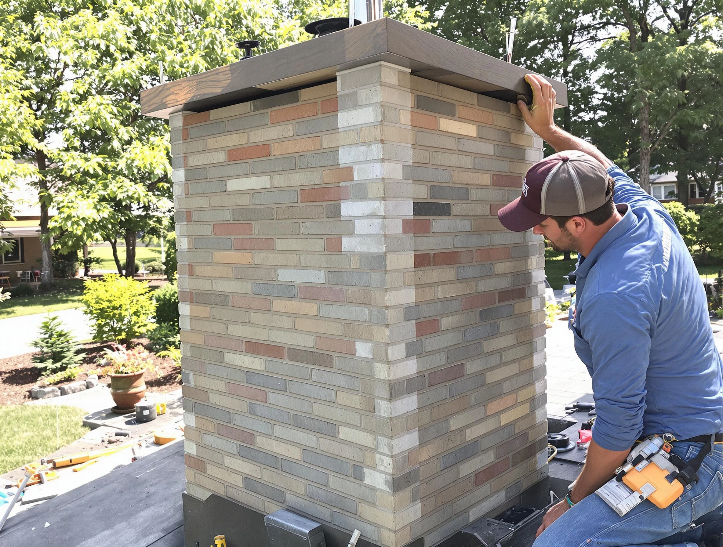 Middleborough Chimney Sweep completing a modern chimney remodel in Middleborough, MA