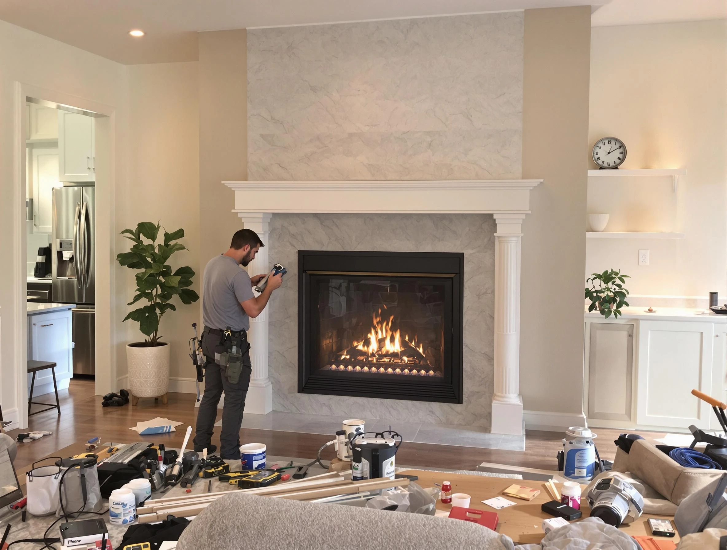 Newly installed fireplace by Middleborough Chimney Sweep in Middleborough, MA